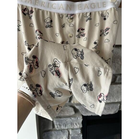 American Eagle Peanuts Snoopy Pajama Set Size XXL Heart Valentine Love Cozy Prep - Picture 10 of 13